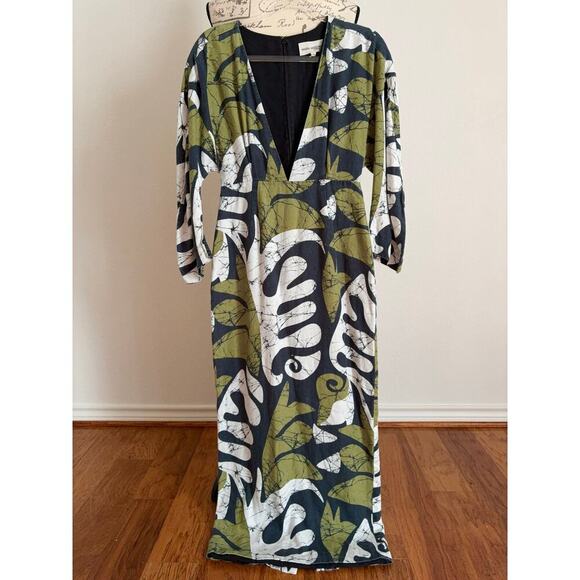 B39 Mara Hoffman Irina Maxi Dress Womens 2 V Neck Boho Resort Tropical - Picture 4 of 10